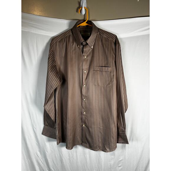 Tommy Bahama Striped Cotton Dress Shirt 16 34-35 collar buttons Formal Office - Picture 2 of 8